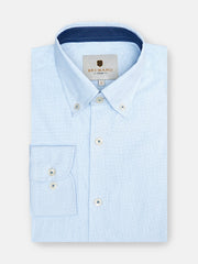 Sky Blue Geometric Printed Button Down Shirt