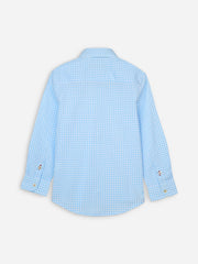 Sky Blue Gingham Long Sleeve Casual Shirt