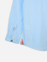 Sky Blue Gingham Long Sleeve Casual Shirt