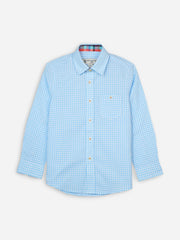 Sky Blue Gingham Long Sleeve Casual Shirt