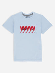 Sky Blue Graphic 'Hidden' Printed Casual Tee