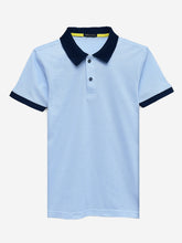 Sky Blue Mercerized Pique Polo With Contrasting Collar