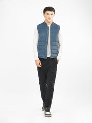 Slate Blue Suede Sleeveless Gillet Jacket