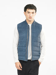 Slate Blue Suede Sleeveless Gillet Jacket