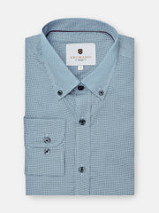 Slate Blue Micro Printed Button Down Shirt