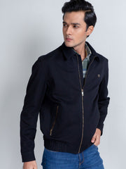 Slim-Fit Black Casual Collar Jacket