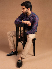 Slim-Fit Khaki Textured Trouser