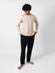 Stone Beige Long Sleeve Crew Neck T-Shirt