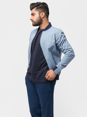 Structured Blue Baseball Jacket
