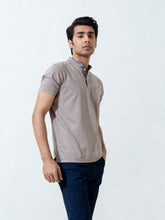 Tan Brown Mao Collar Polo Shirt