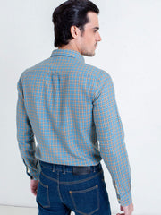 Turquoise Blue Flannel Gingham Shirt