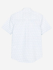 White & Blue Printed Short Sleeve Casual Shirt
