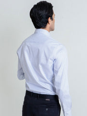 White Micro Windowpane Shirt With Detailing