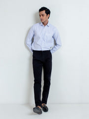 White Micro Windowpane Shirt With Detailing