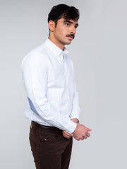 White Oxford Shirt With Blue Elbow Patch