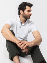 White Pima Polo With Contrasting Details