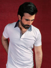 White Pima Polo With Detailing