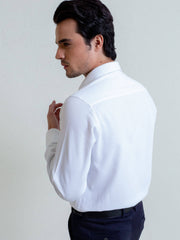White Structured Shirt With Printed Detailing