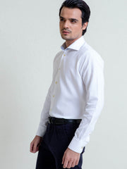 White Structured Shirt With Printed Detailing
