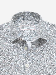 White & Blue Paisley Printed Long Sleeve Shirt - Junior