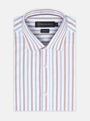 White & Orange Striped Formal Shirt