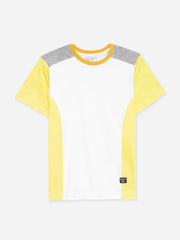 White & Yellow T-shirt With Contrasting Rib - Junior