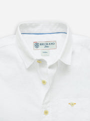 White Dobby Structured Half Sleeve Casual Shirt