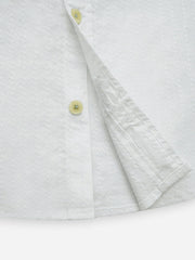 White Dobby Structured Half Sleeve Casual Shirt