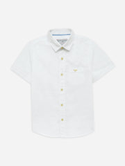 White Dobby Structured Half Sleeve Casual Shirt