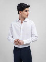 White Honeycombed Structured Shirt