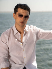 White Airy Linen Blended Shirt