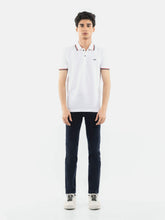White Pique Polo With Tipping Collar