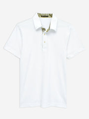 White Self Collar Polo With Contrasting Detailing