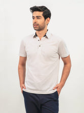 White & Beige Printed Polo