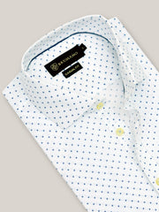 White & Blue Printed Formal Shirt