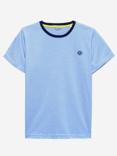 White & Blue Striped Crew Neck T-Shirt With Contrasting Rib