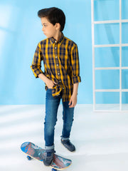 Yellow & Blue Long Sleeve Checkered Shirt