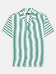 Green & Off-White Cuban Collar Shirt