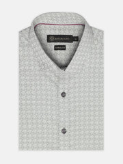 Grey Houndstooth Patterned Jacquard Shirt