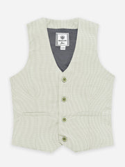 Light Olive Micro Gingham Vest with Best - Junior