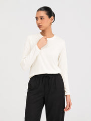 Vanilla Long Sleeve Crew Neck T-Shirt - Women