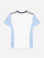 White & Blue T-shirt With Contrasting Rib - Junior