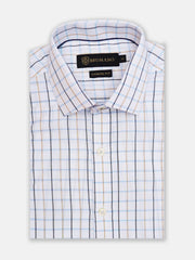 White & Blue Windowpane Checkered Formal Shirt
