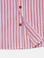 White & Red Striped Half Sleeve Shirt - Junior