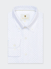 White Structured Printed Button Down Shirt - Luxe