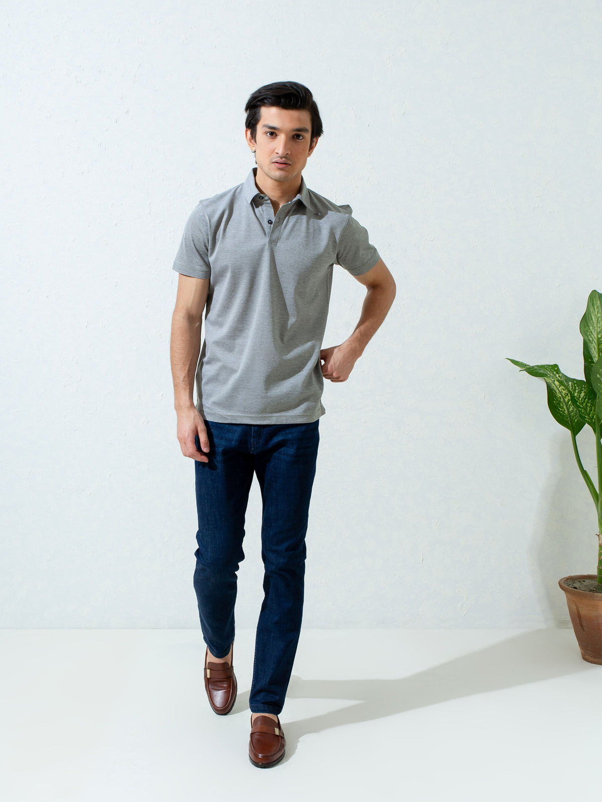Green Pique Mercerized Polo Shirt
