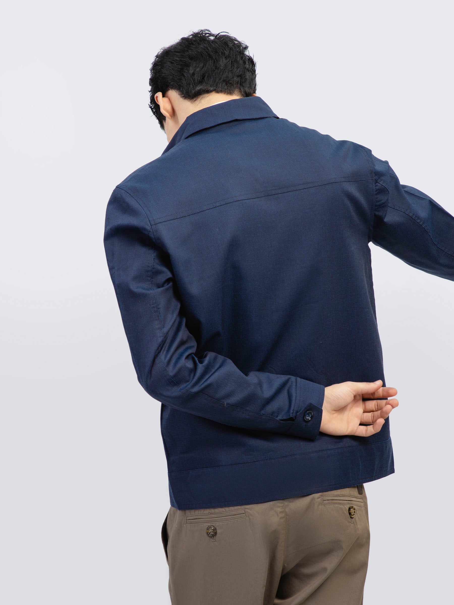 Navy Blue Structured Baracuta Jacket