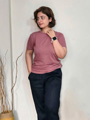 Tea Pink 100% Cotton Basic Tee - Women