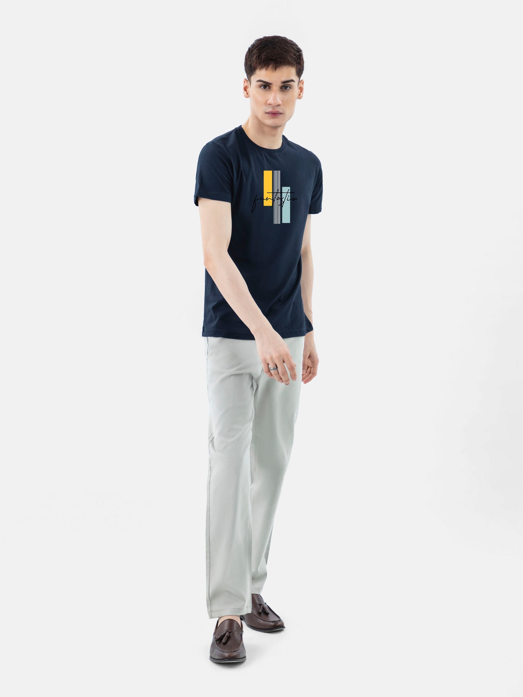 Navy Blue 'Funtastic' Printed Crew Neck T-Shirt