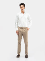 White Structured Striped Formal Shirt